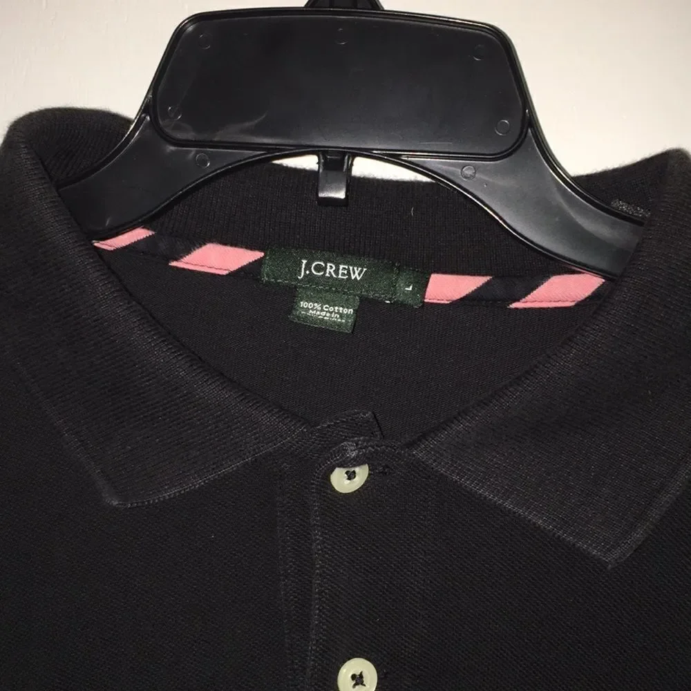 Black Pink trim J. Crew Polo Golf Polo shirt L vintage retro hipster